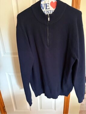 Tahari Men's Navy Zip-Front Mock Neck Sweater